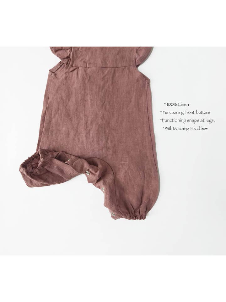 OLIVE & CRADLE - Wholesale Jumpsuit - Baby - Jennifer Linen Jumper + Bow4