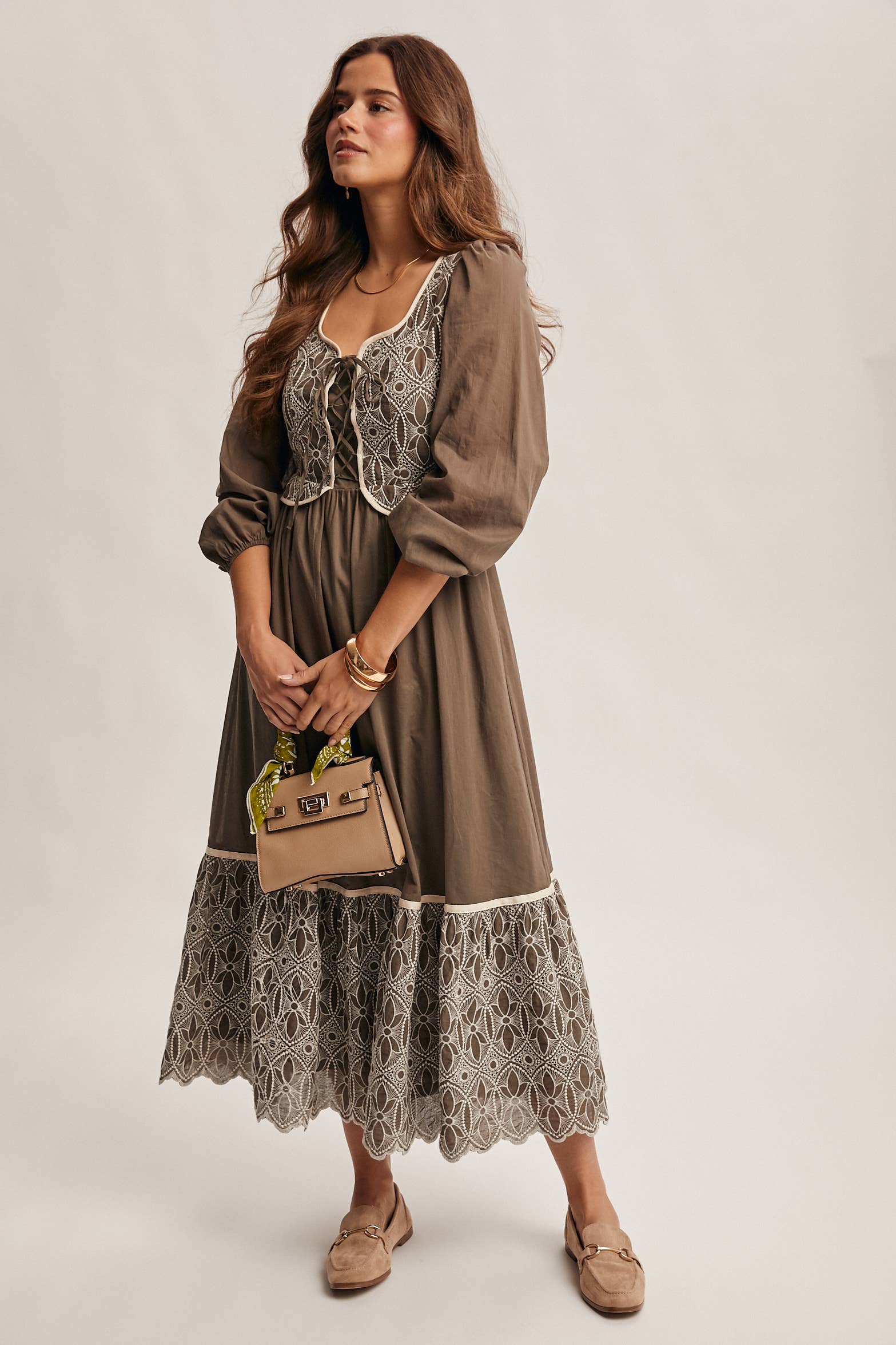 Forte - Wholesale Dress - Women's - Embroidered Bodice Maxi Dress FD002013