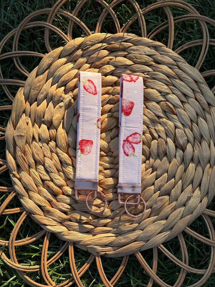 Strawberry Key Wristlets with Rose Gold for wholesale by My Lavender Lane