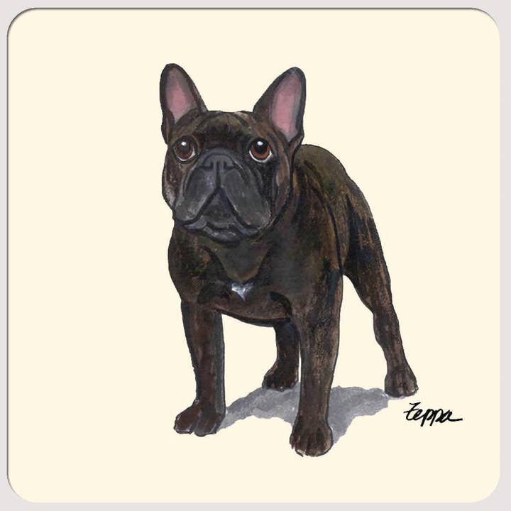 French Bulldog Brindle Beverage Coasters for wholesale by Zeppa Studios