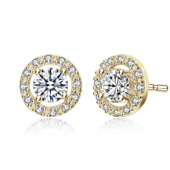 Classic Elegant Cubic Zirconia Halo Stud Earrings for wholesale by Rachel Glauber