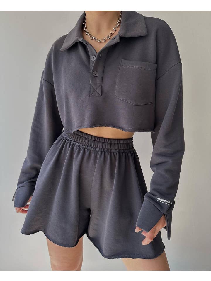 Sweetkama - Wholesale Lounge Set - Women's - Sweetkama Ladies Solid Color Top and Shorts Hoodie Daily Set9