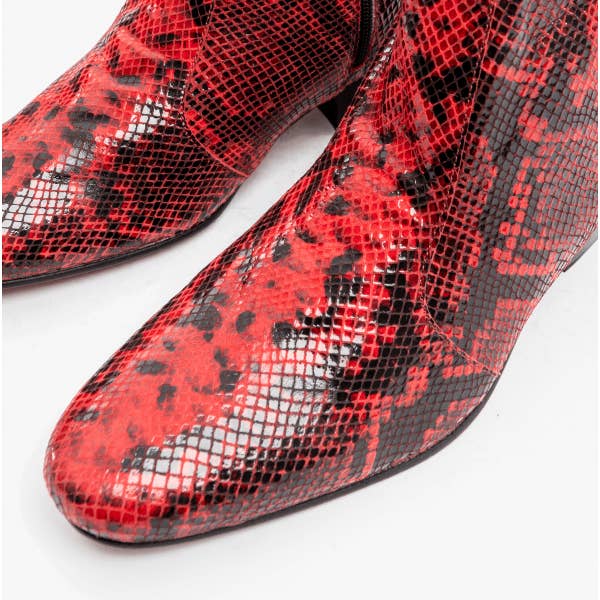 Club Cubano - Wholesale Chelsea Boots - Heren - ROMARIO Heren Leren Cubaanse Haklaarzen Python Rood4