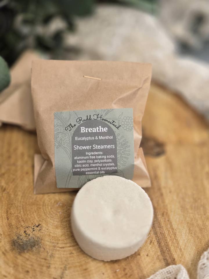 Breathe Easy Eucalyptus & Menthol Shower Steamer for wholesale by The Rudd Homestead LLC