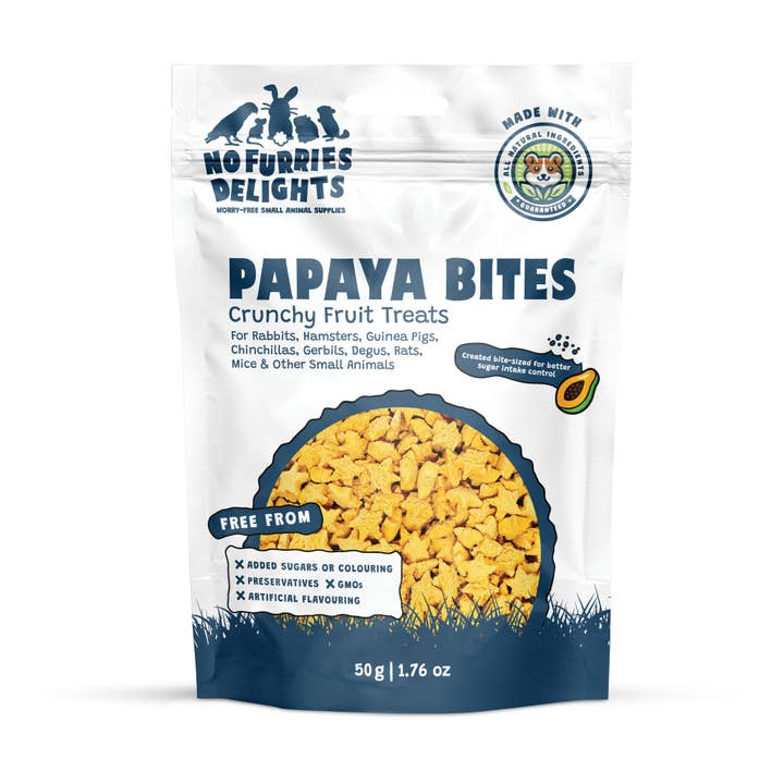 Papaya Bites (50g | 1.76oz) | Small Animal Treats for wholesale by No Furries Delights