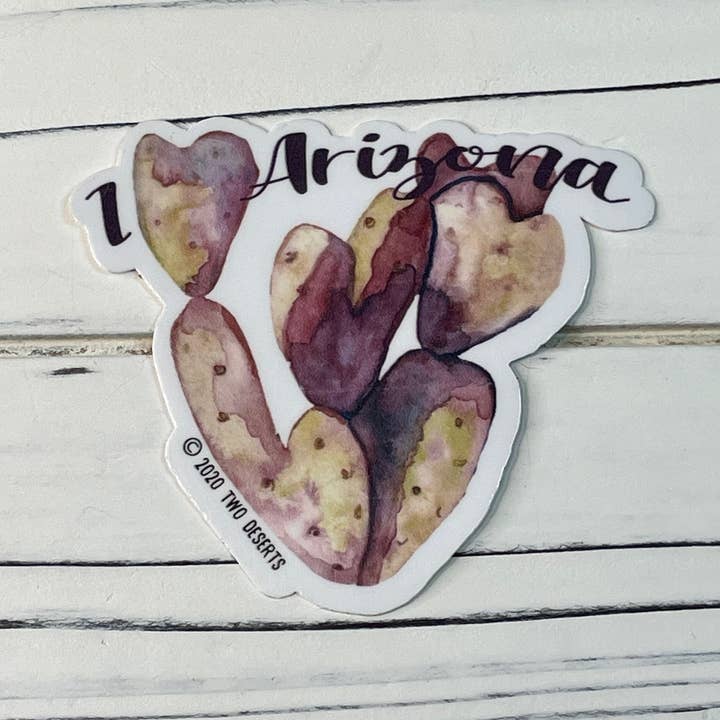 Adesivo in vinile con scritta «I Heart Arizona», motivo: fico d'india per la vendita all'ingrosso da parte di Two Deserts