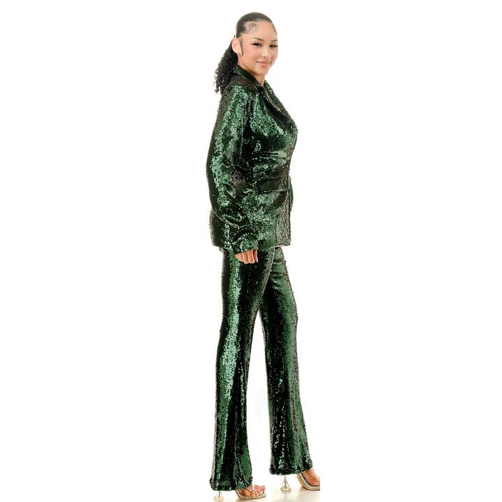 DORCAS - Wholesale Top & Pant Set (NOT Loungewear) - Women's - SEQUINS BLAZER AND PANT SUIT SET3