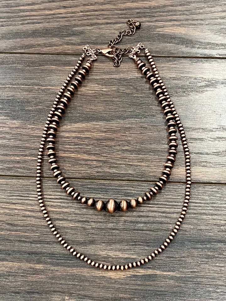 739401, Handmade 20" Copper Navajo Bead Necklace for wholesale by ISAC Trading Inc