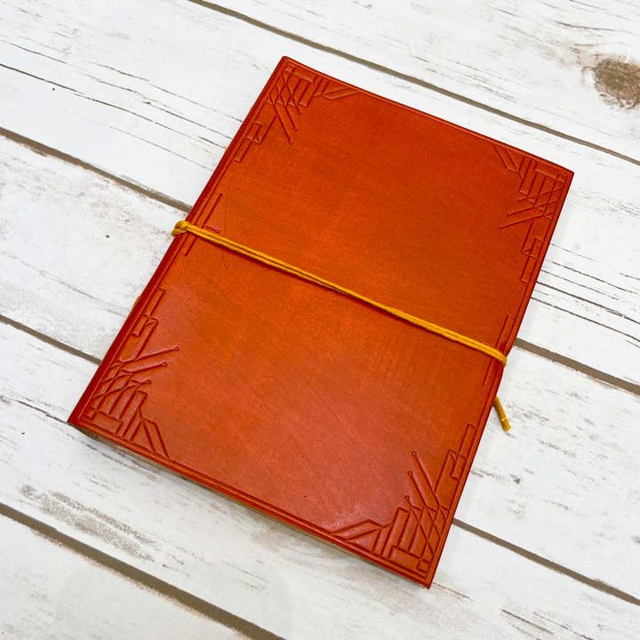 Orange Leather Journals - 8x6 Size With Lined Pages for wholesale by Soothi | Containers Of Creativity