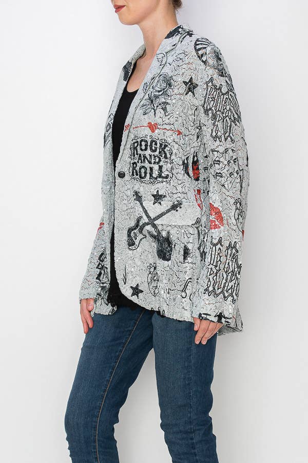 RNR Giacca Blazer in Pizzo con Paillettes Glam - 4800GRIGIO/RNR in vendita all'ingrosso su Faire1