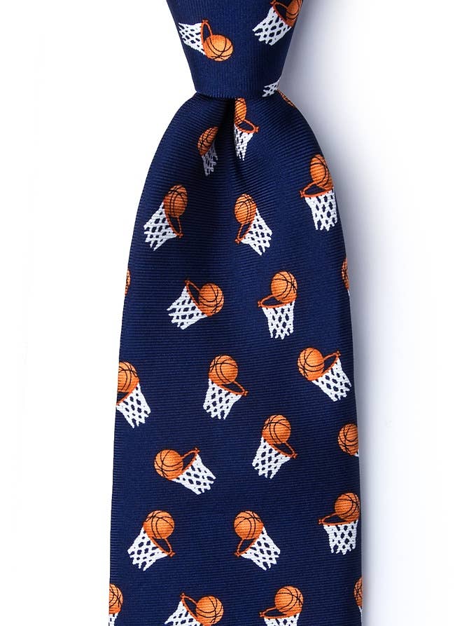 Hoops Tie - Navy Blue Silk for wholesale by Alynn