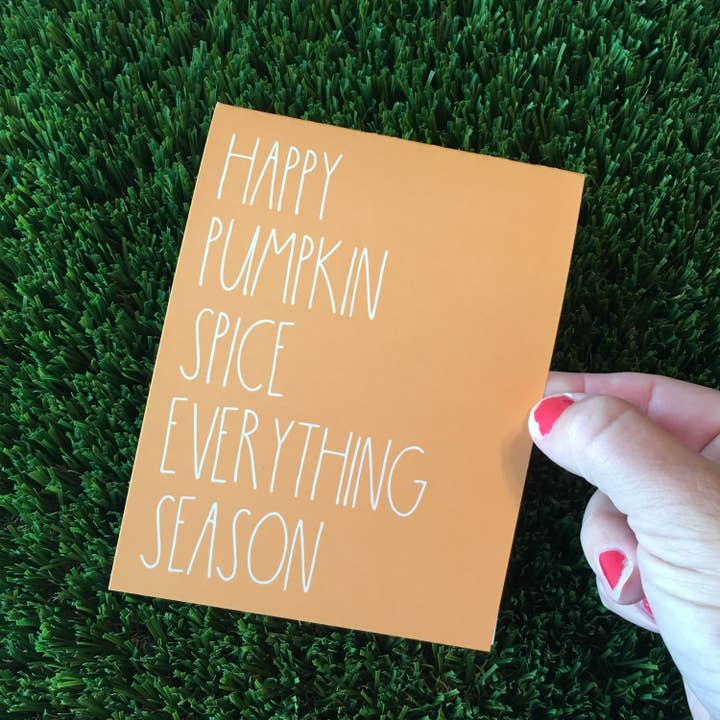 Funny Orange Græskar Spice Efterår Venskab Card for engroshandel hos Personal Paper Hugs