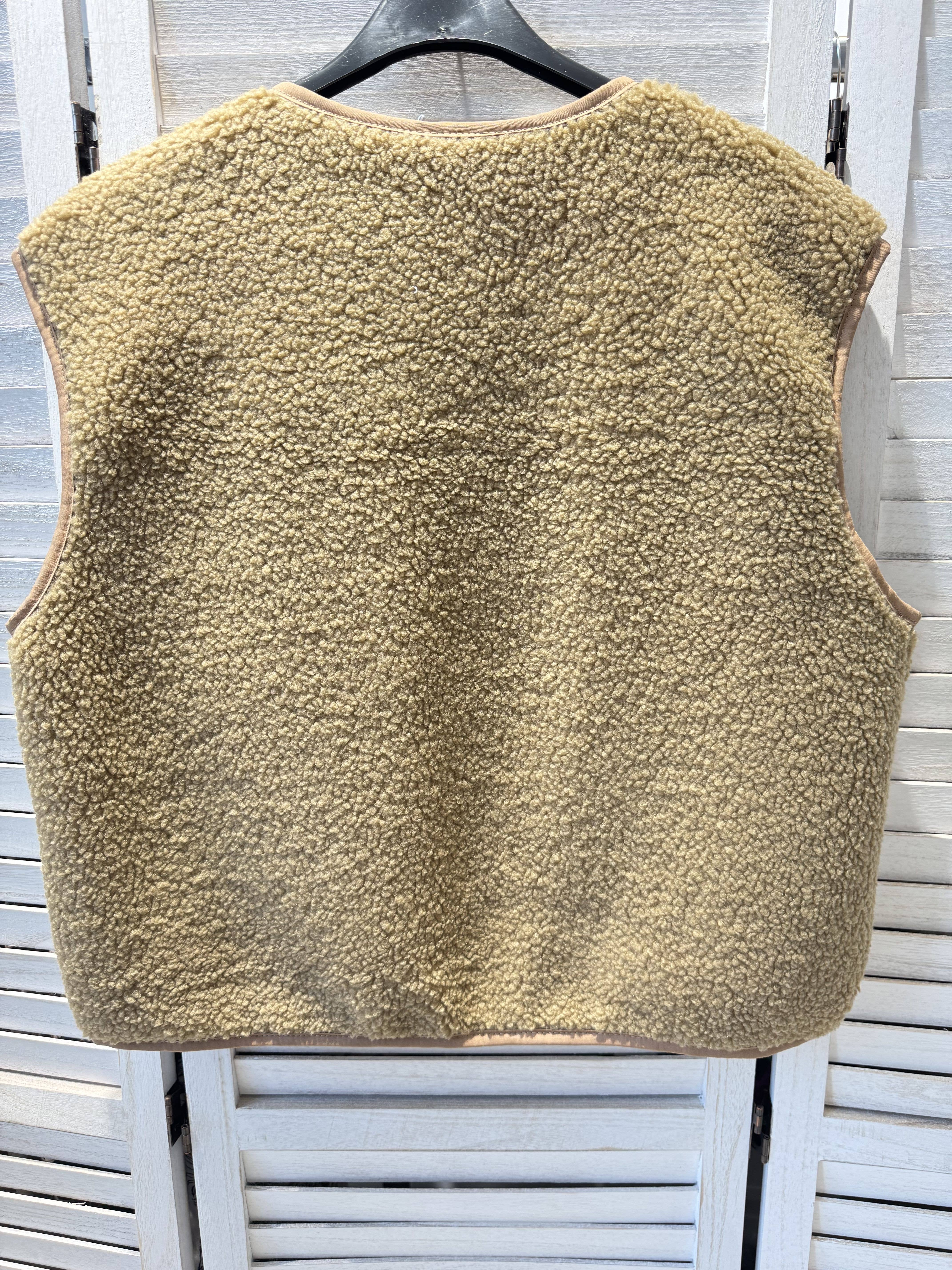 Taupe Vintage faux fur vest for wholesale on Faire3