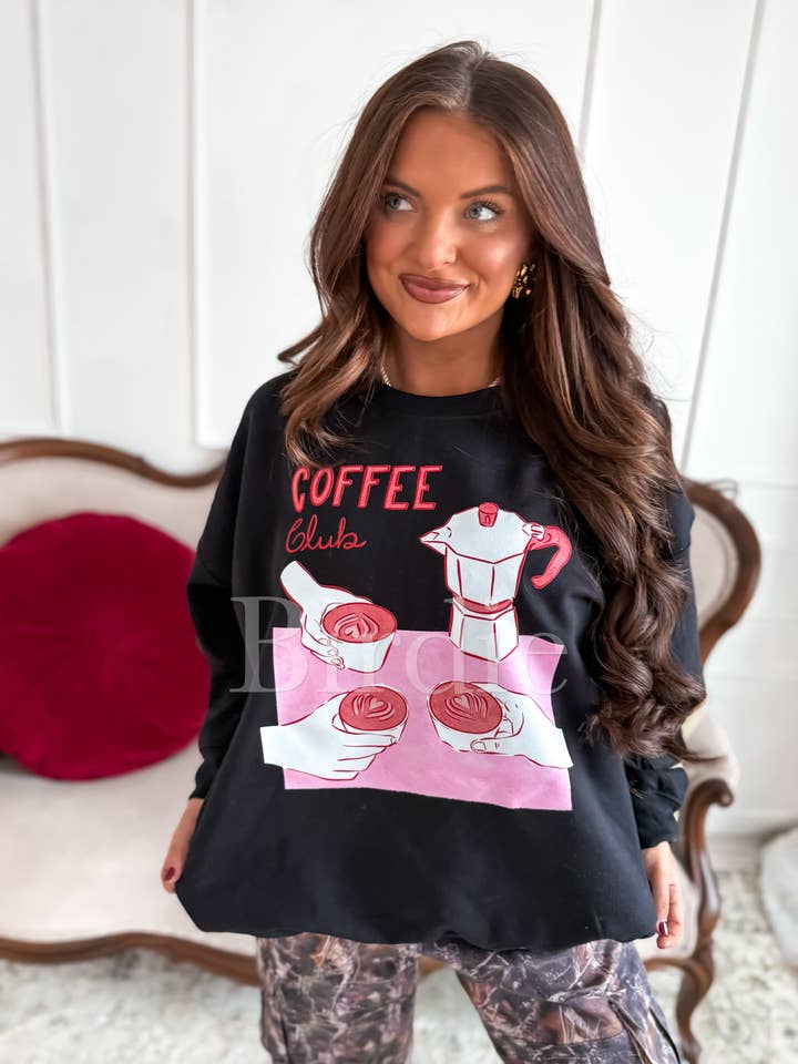 Sudadera Gráfica del Club de Café en Negro para venta al por mayor de birdie