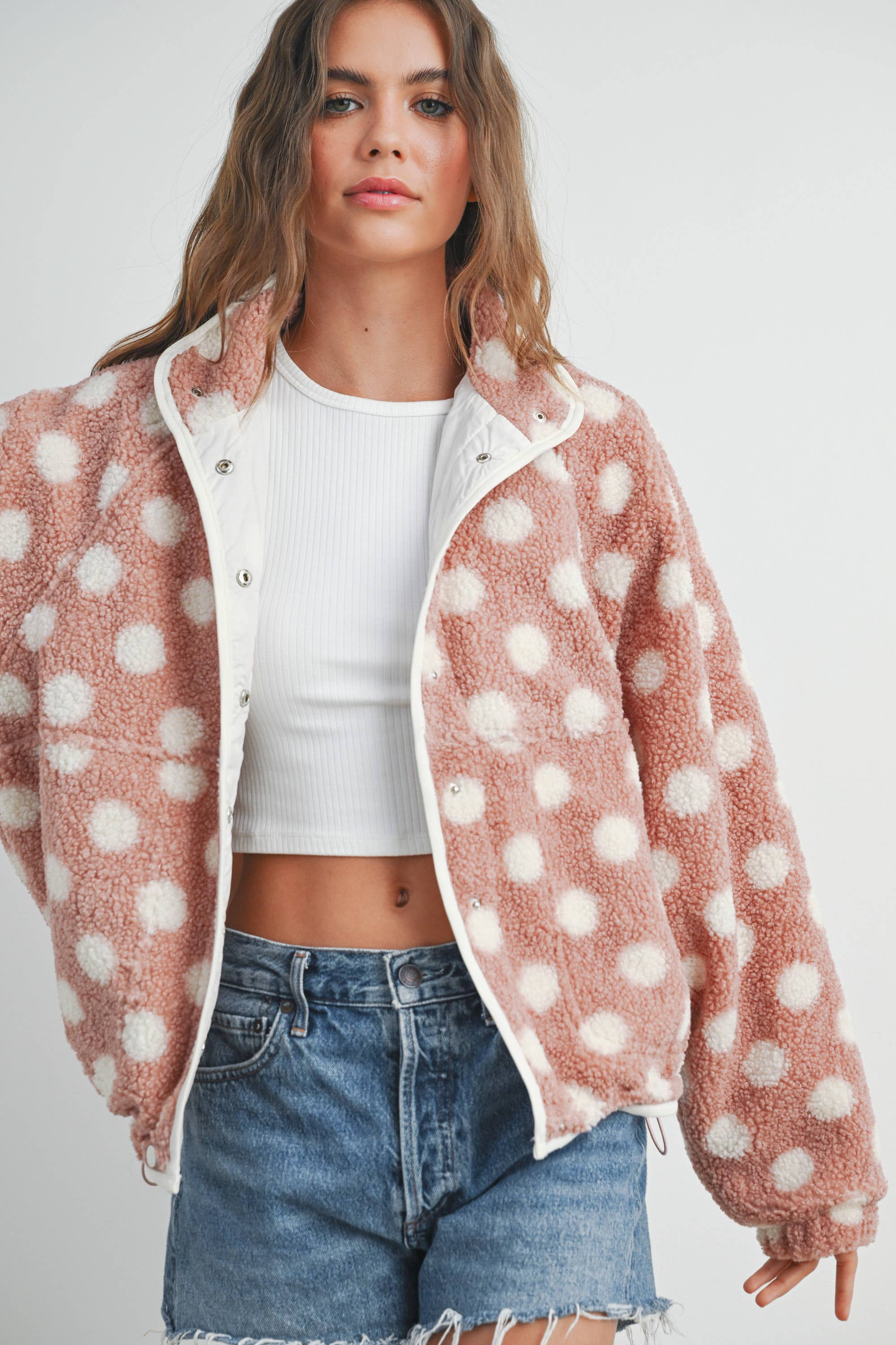 BUTTERMELON - Wholesale Jacket - Women's - Fall/Winter Polka Dot Button Down Jacket - BMJ74207
