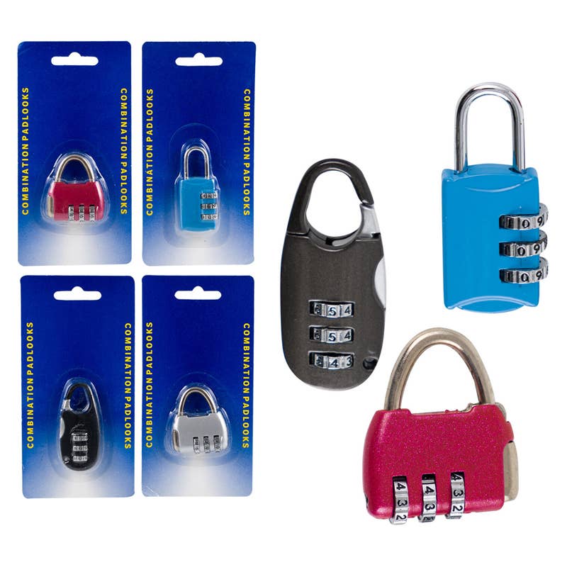 Deluxe Import Trading - Wholesale Safety Equipment - Combination Padlocks - Travel Size - Assorted Designs0