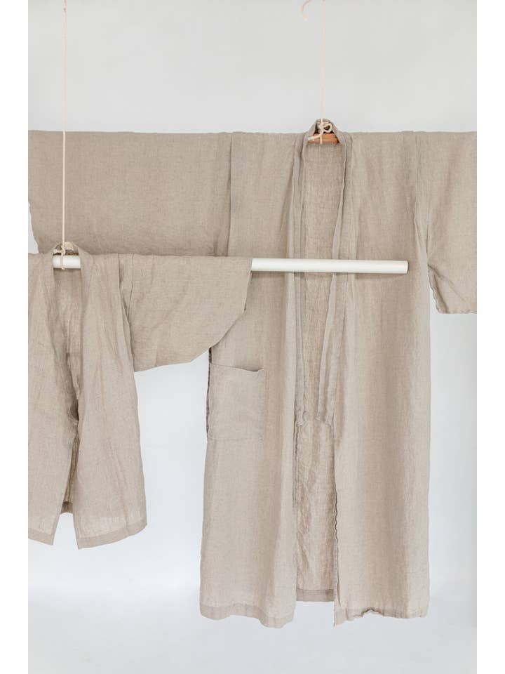 Beige Linen Natural Yukata Kimono for wholesale on Faire4
