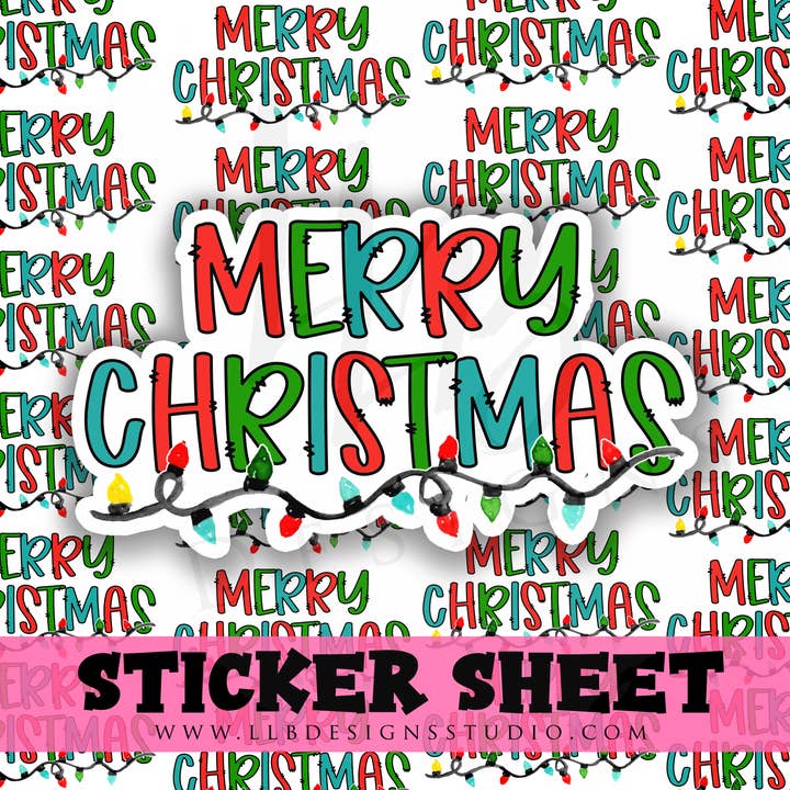 Merry Christmas Lights | Packaging Stickers | Business Branding | Small Shop Stickers | Sticker #: S0269 | Ready To Ship for wholesale by LLB Designs Studio