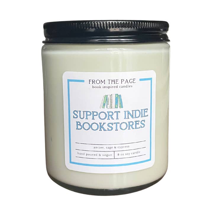 Support Indie Bookstores - Bookish Soy Candle for wholesale by From the Page