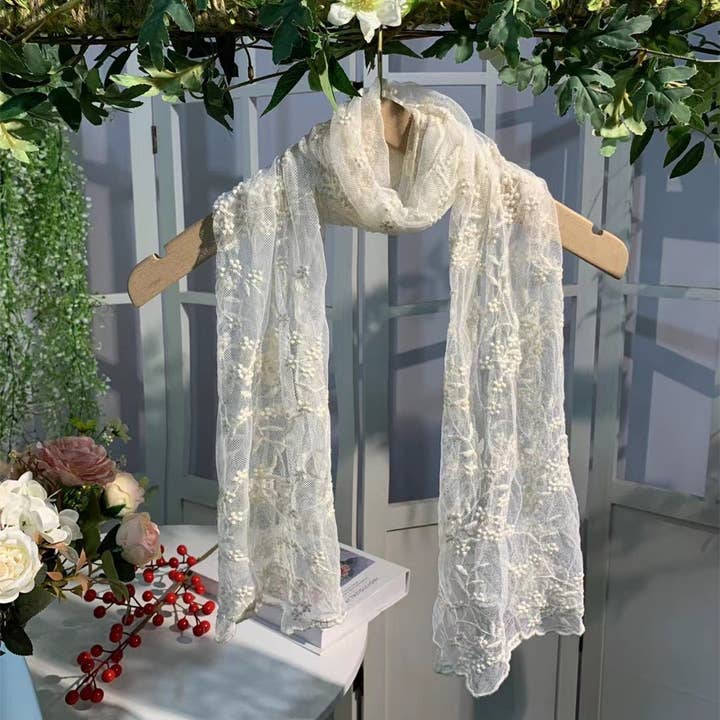 Funkyrel® Atzbranding Limited - Wholesale Scarf - Women's - Scravii - Embroidered Lace Small Shawl Scarf