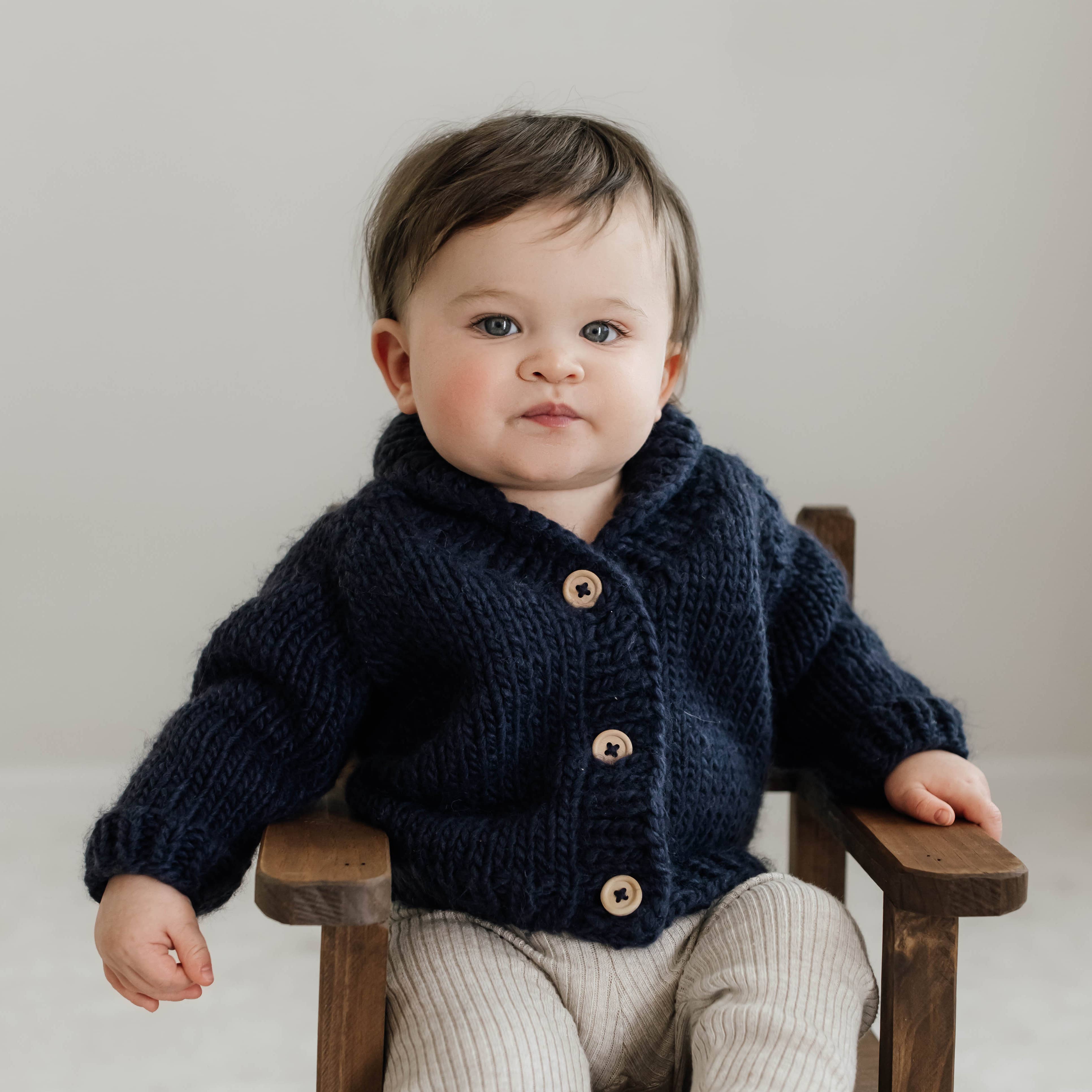 Huggalugs - Wholesale Cardigan - Baby - Shawl Collar Indigo Cardigan Sweater for Baby & Toddler2