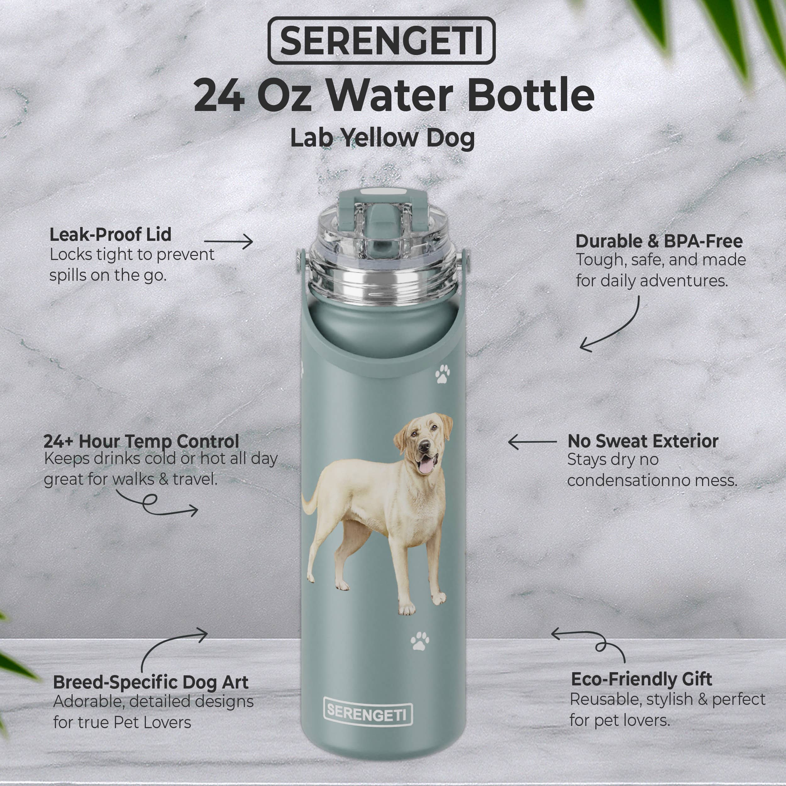 E&S Pets - Vente Bouteilles d'eau - Labrador, jaune, bouteille d'eau en acier inoxydable, 24 oz3