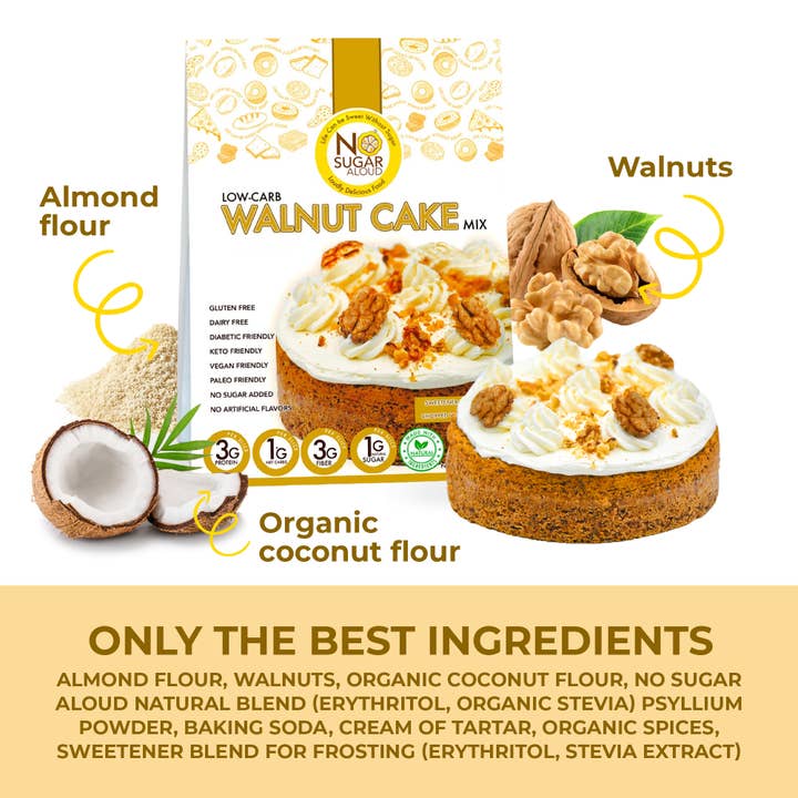 No Sugar Aloud LLC - Wholesale Cake mix - Low-Carb Walnut Cake Mix4