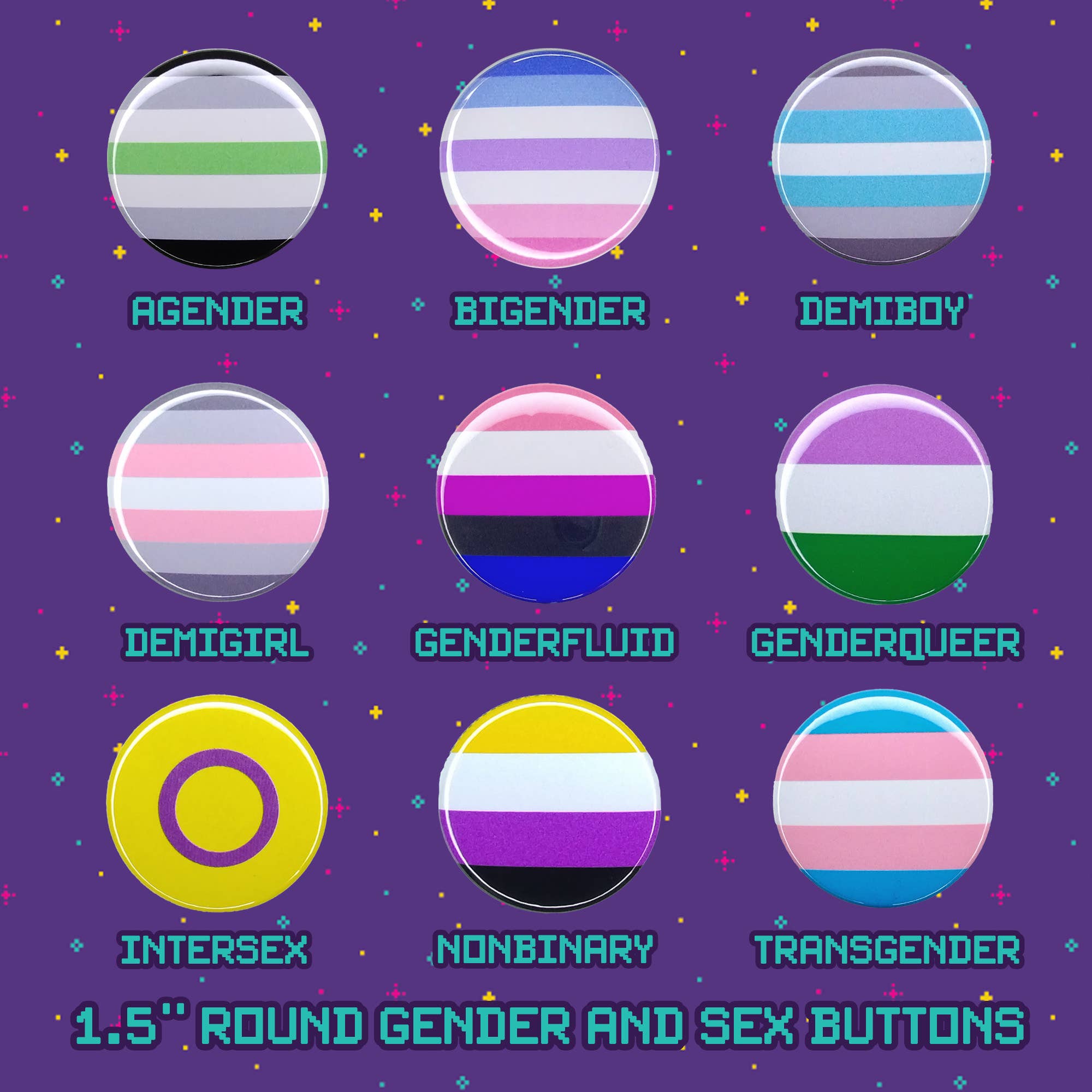 Gay Nerd Goods - Wholesale Lapel Pin/Button - Inclusive Pride Flag Button Mix2