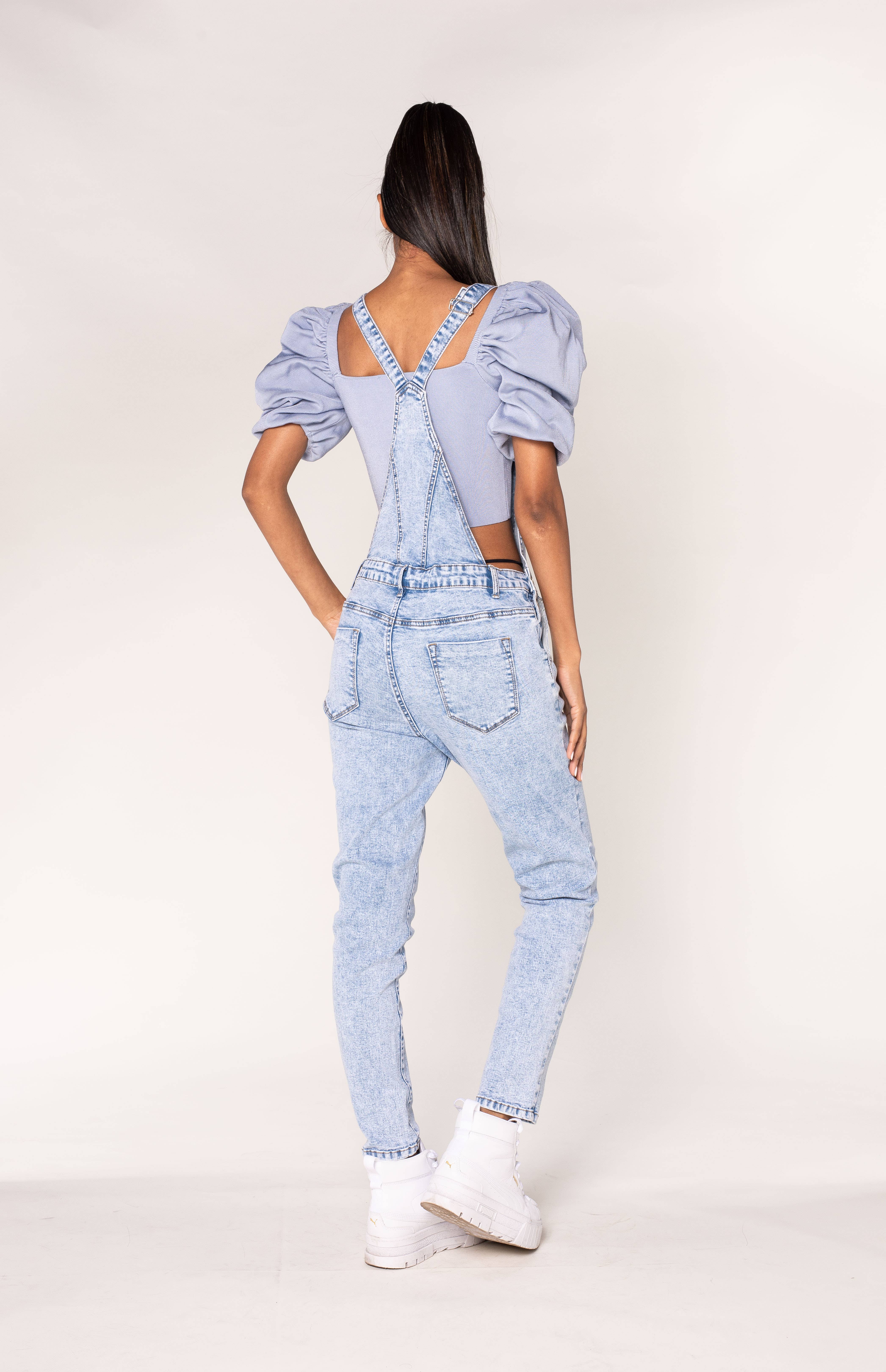 Nina Carter - Wholesale Overalls - Women's - S512 wide stretch boyfriend jean denim overalls7
