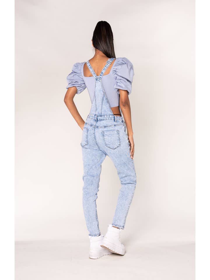 Nina Carter - Wholesale Overalls - Women's - S512 wide stretch boyfriend jean denim overalls7