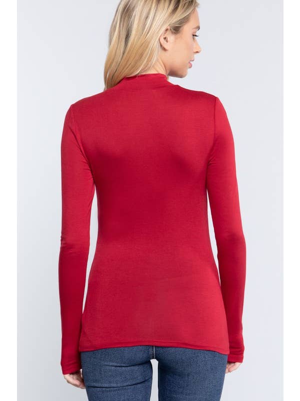 Active Basic | Active USA - Wholesale Knit Top - Women's - Long Sleeve Mock Neck Rayon Spandex Jersey Top14