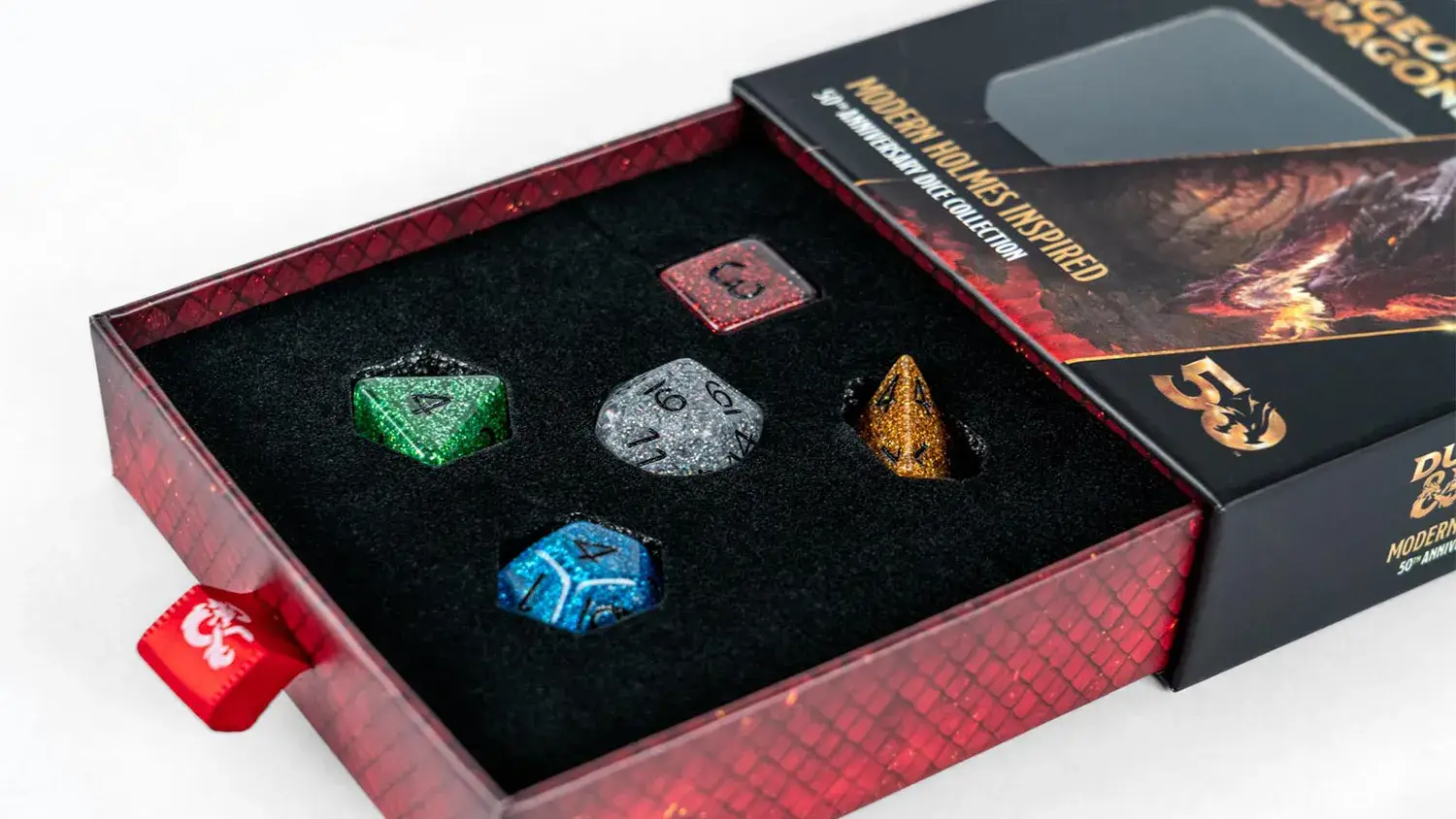 FanRoll by Metallic Dice Games - Venta al por mayor Dado - Set Moderno Inspirado en Holmes del 50º Aniversario de D&D1