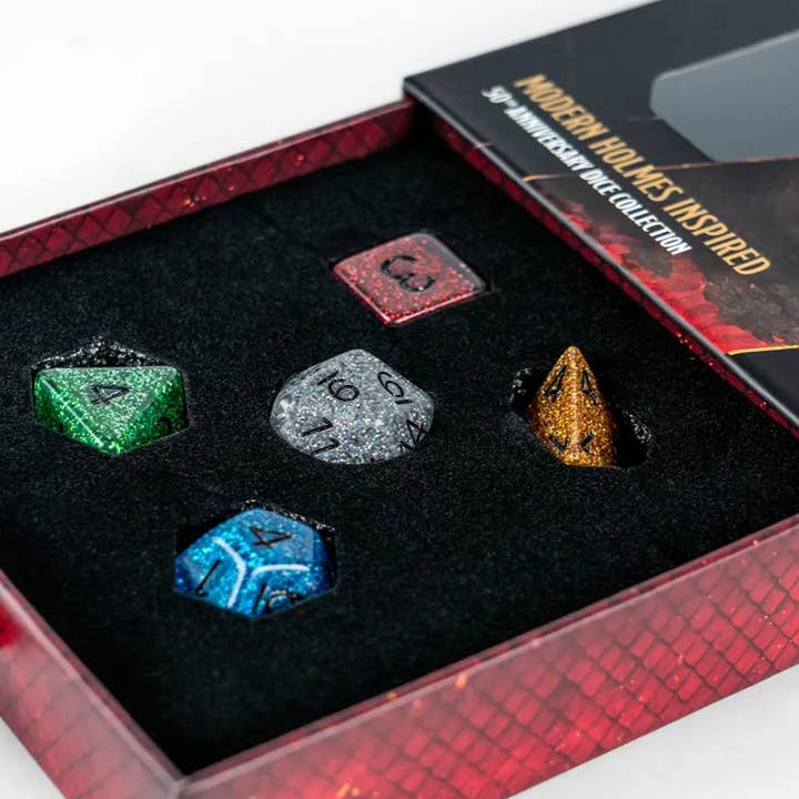 FanRoll by Metallic Dice Games - Wholesale Dice - D&D 50th Anniversary Modern Holmes Inspired Set1