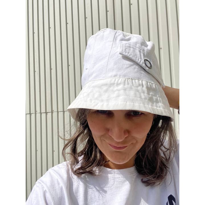 Schmitd - Wholesale Bucket Hat - Women's - Bucket Hat White Pocket Star - white denim4
