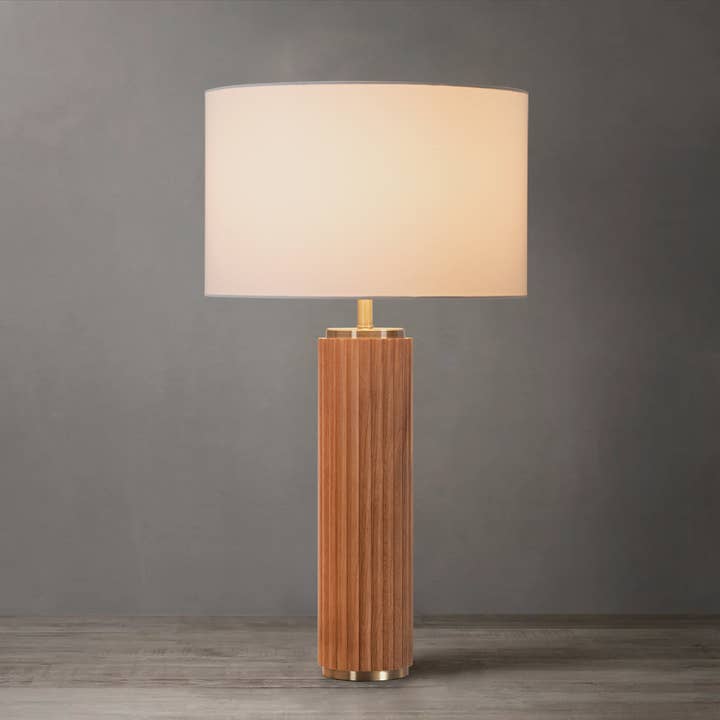 Table Lamp Tambo 30" Ash Brass Linen for wholesale by Nova of California
