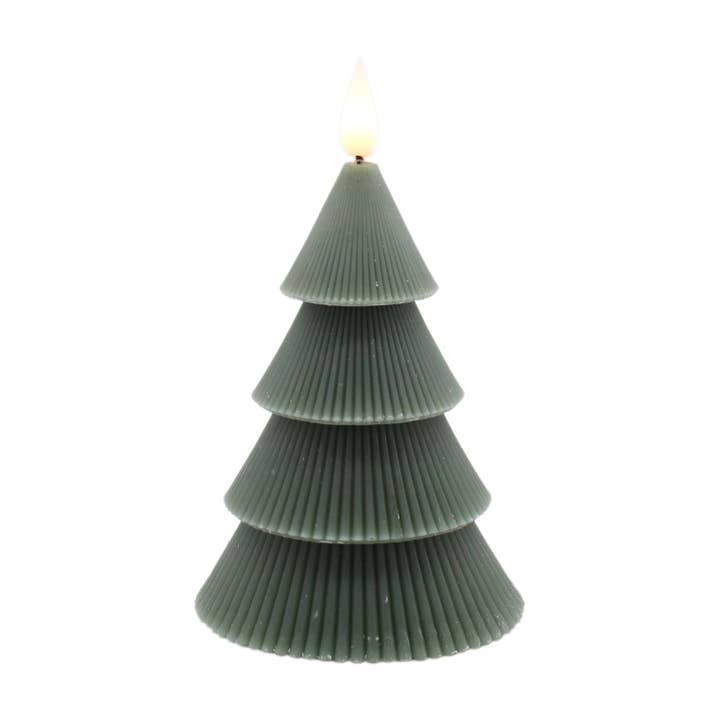 WT Collection - Wholesale Flameless candle - Small Dark Green Tiered Tree LED Candle
