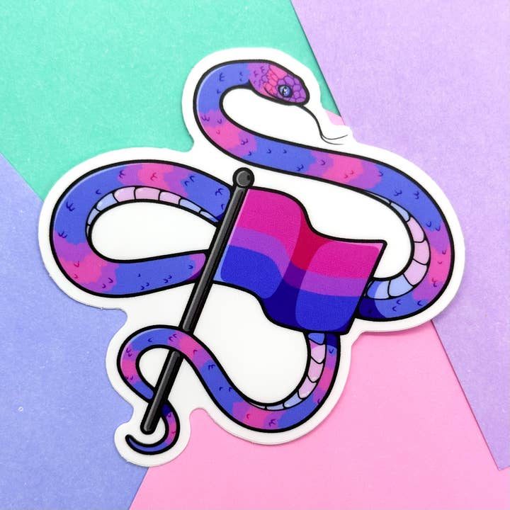 Bi Pride Snake Sticker for wholesale by MarshyNoodle