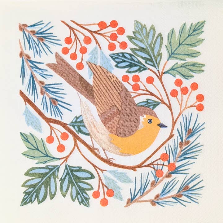 Bluebell and Lark - Wholesale Disposable Napkin - Christmas Robin Festive Paper Napkins1