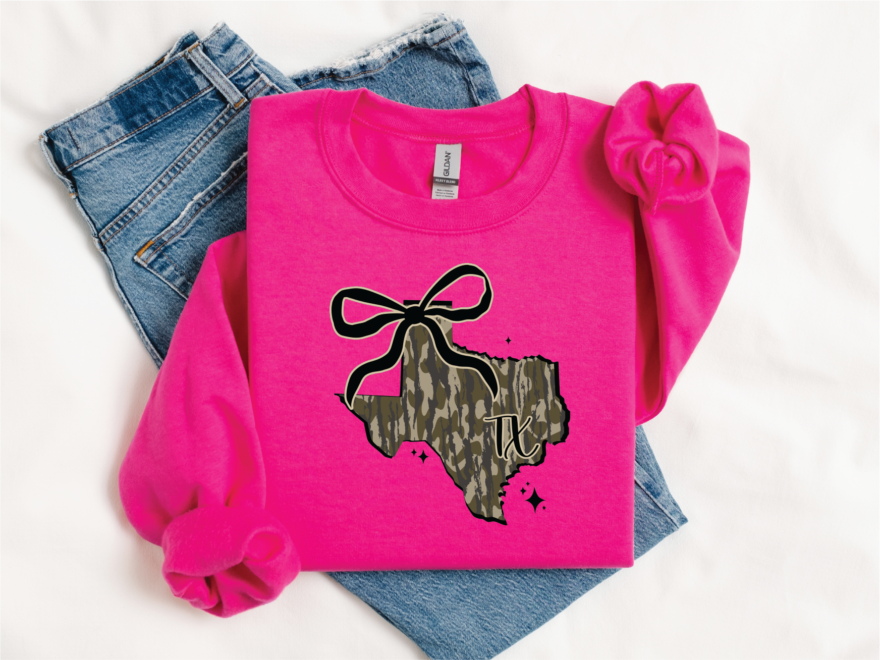 Southern Attitude Designs Inc - Venta al por mayor Sudadera estampada - Mujer - Suéter Gráfico Camo Texas0