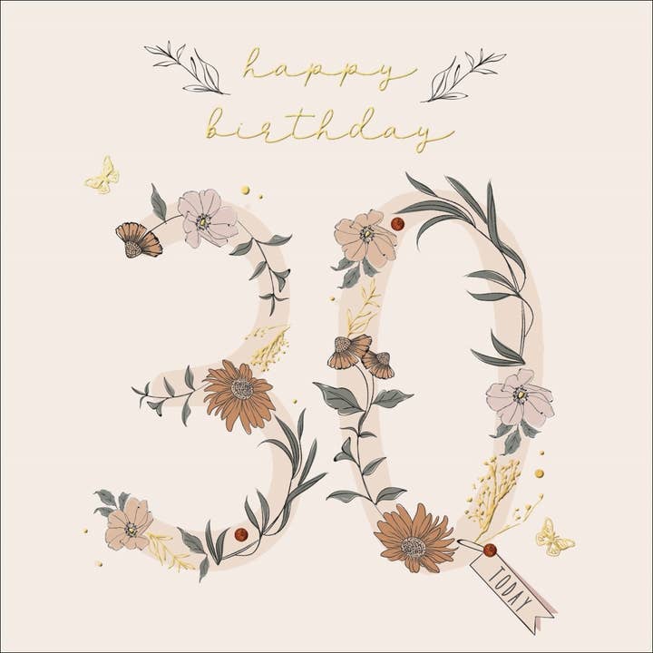 30th Birthday, Handmade Greeting Card for wholesale by The Handcrafted Card Company