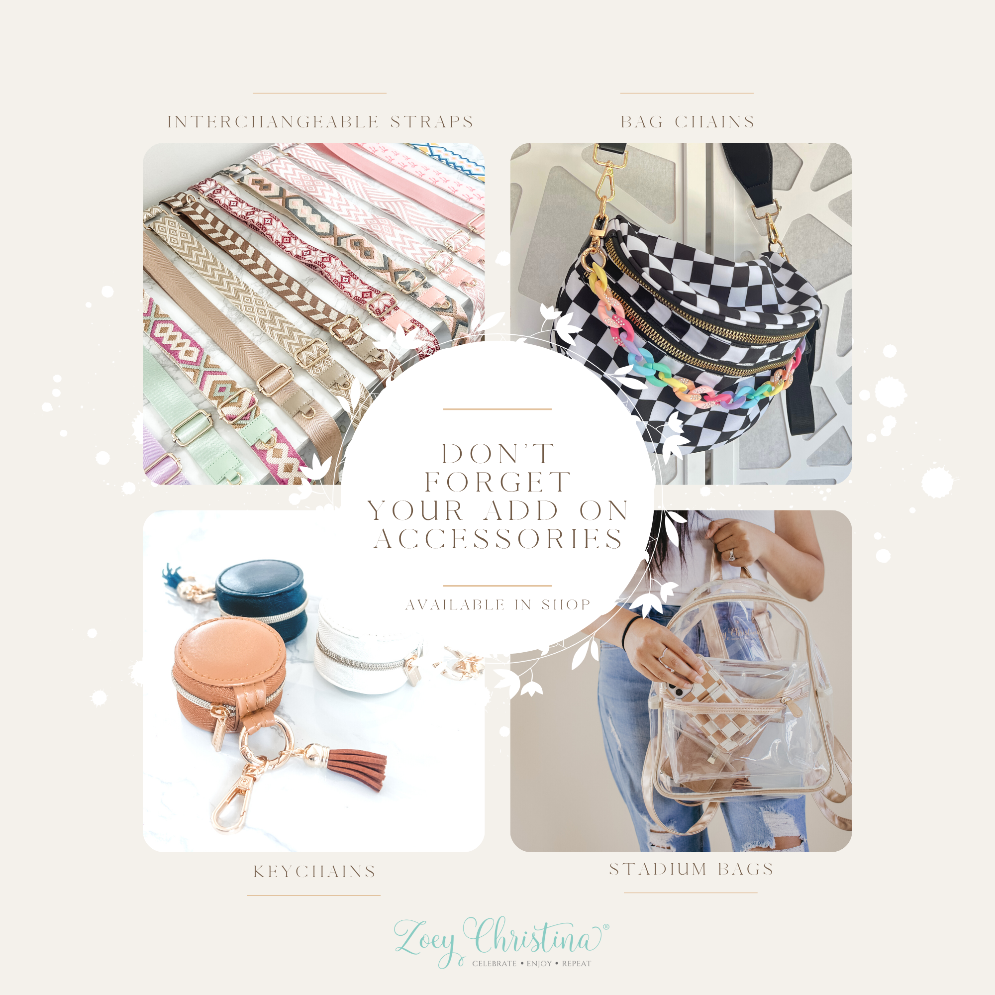 Zoey Christina - Wholesale Tote Bag - Women's - Crossbody Zipper Bag – 5 Colors, Removable Strap, Stylish15