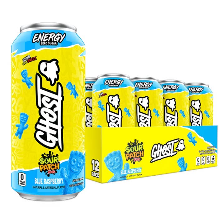 Ghost Energy Sour Patch Blue Raspberry 16 Fl Oz Can for wholesale by L&F Universal Goods