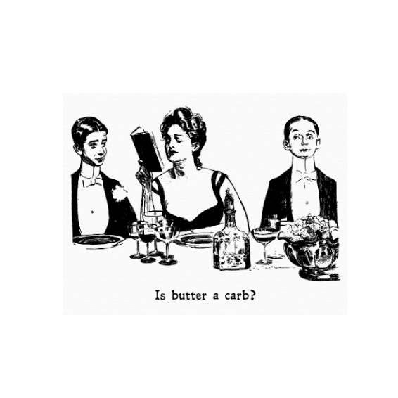 Gibson Girl Est-ce que le beurre est un glucide ? Autocollant pour la vente par Letterpress Jess