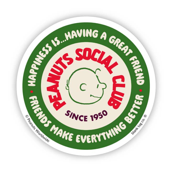 Peanuts® Happiness Is Having A Great Friend Waterproof Sticker for wholesale by Blank Tag Co. Stickers - Waterproof Stickers