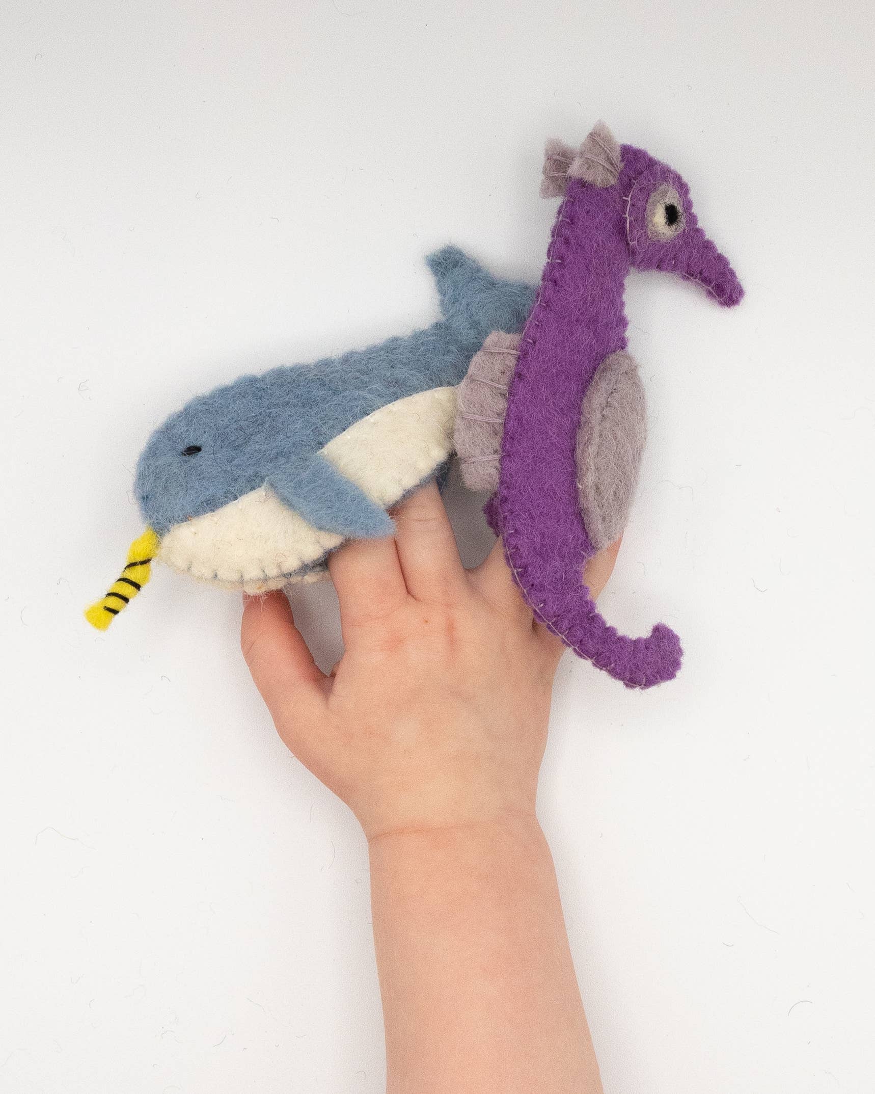 Nivas - Wholesale Finger Puppet - Kids & Baby - Finger Puppet - Narwhal and Seahorse (Ocean theme) 4