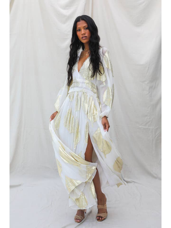 Jen's Pirate Booty - Wholesale Dress - Women's - Gold Leaf Lapis Maxi Dress