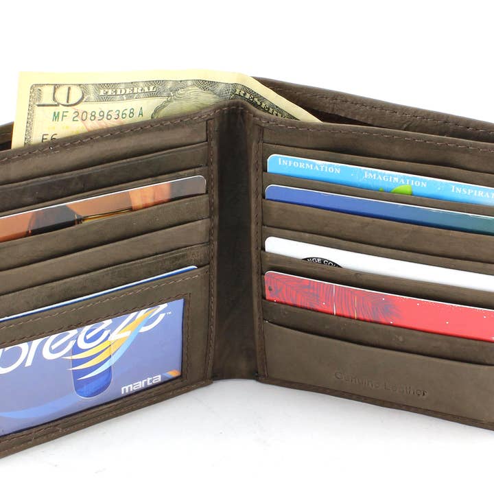 Leather Impressions Inc – Carteira – Homem por atacado – Hipster de couro de vaca de grão superior Bacci W/89820