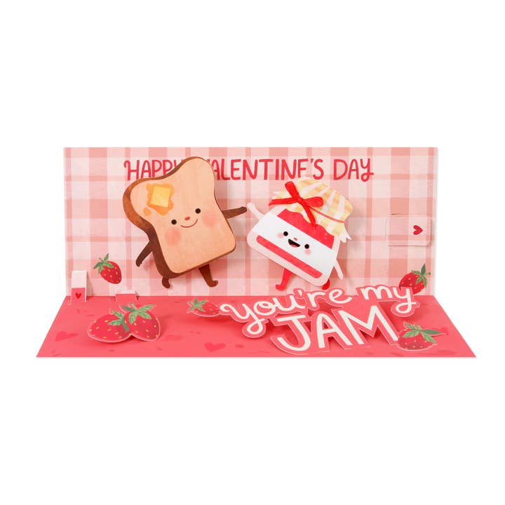 Valentine's Day Pop-up Card with Movement- Toast & Jam for wholesale by Up With Paper