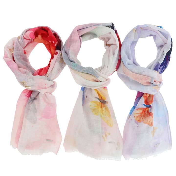 Joe Davies - Wholesale Scarf - Women's - Many Butterflies Foiled Scarf