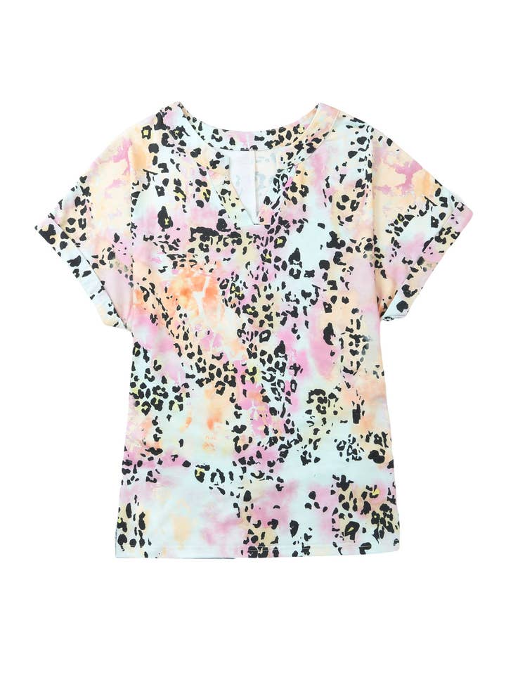 Leopard Batikbluse mit Leopardenmuster und kurzen Ärmeln für den Großhandel auf Faire